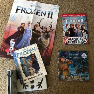 Frozen 2 books, poster and case